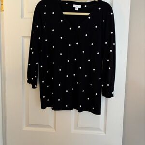 J. Jill Black and White Relaxed Blouse NWOT
